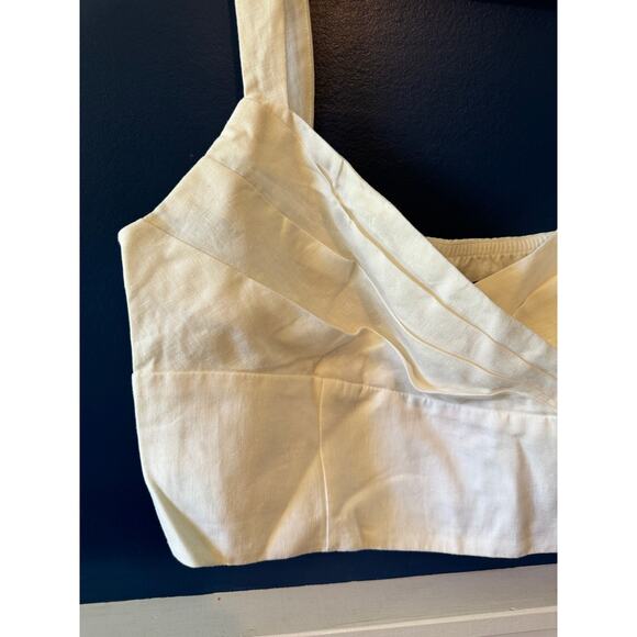 NWT Banana Republic | Ivory Cropped Linen-Blend Crossover Tank | Size 14 - Picture 3 of 8
